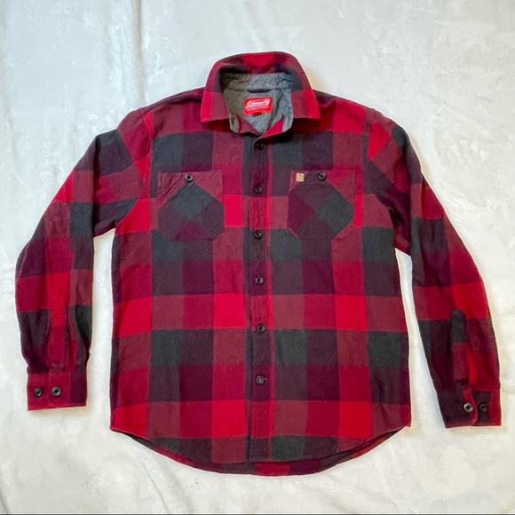 Coleman Other - Coleman Mens Red Black Flannel Plaid Button Down Shirt Size Medium